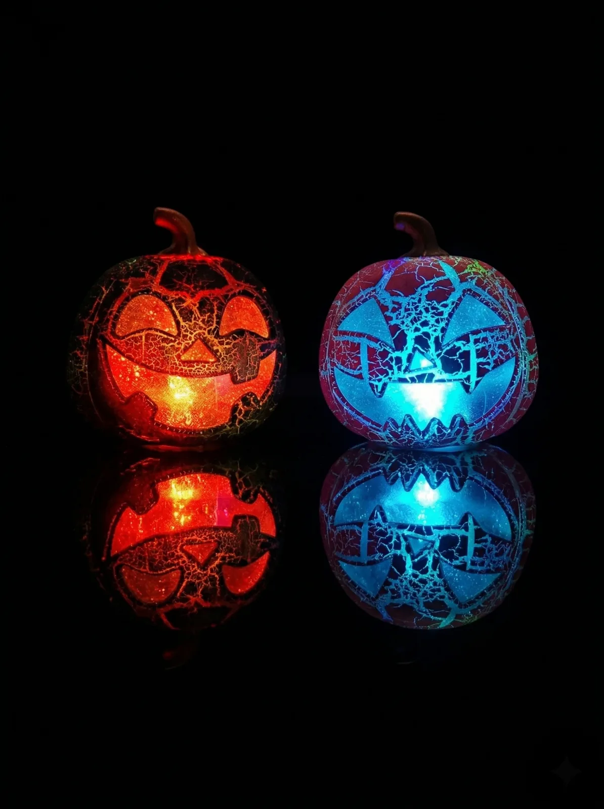 Crackle Glass Effect Halloween Pumpkin LED Lights