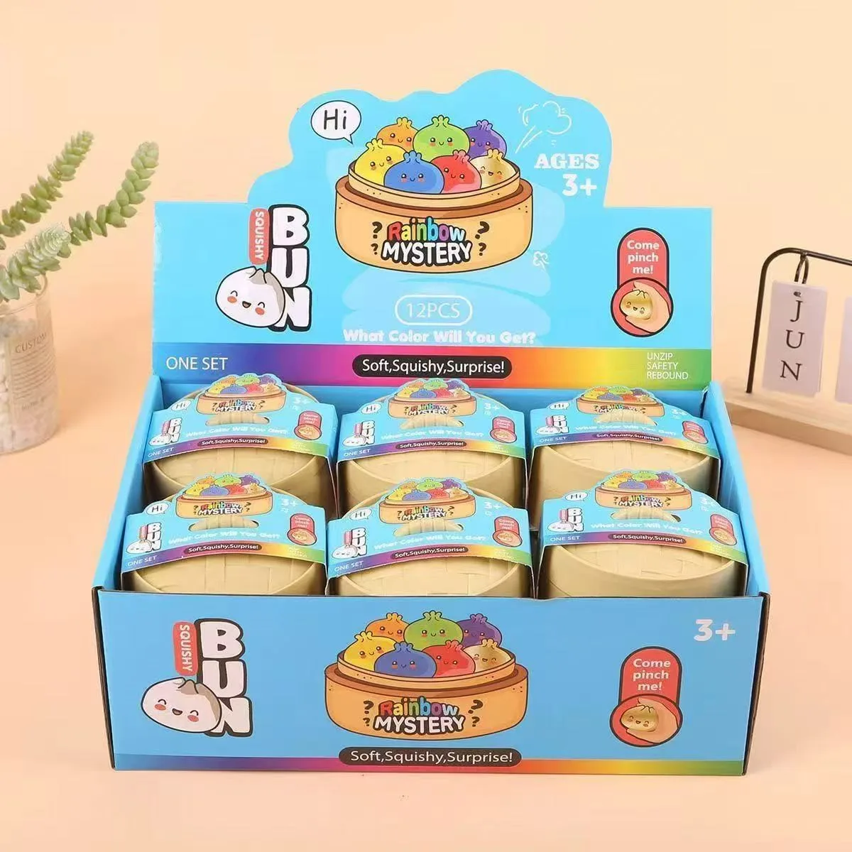Cute Rainbow Glitter Bun-Shaped Slow-Rising Blind Box Toy