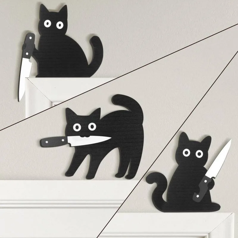 Black Cat Wall Wood Decor - 3pk 1